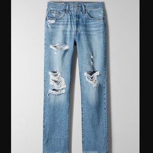Levi's 501 Straight Wedgie Destroyed Jeans Size 25